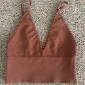 Free People Terracotta Ribbed Bralette